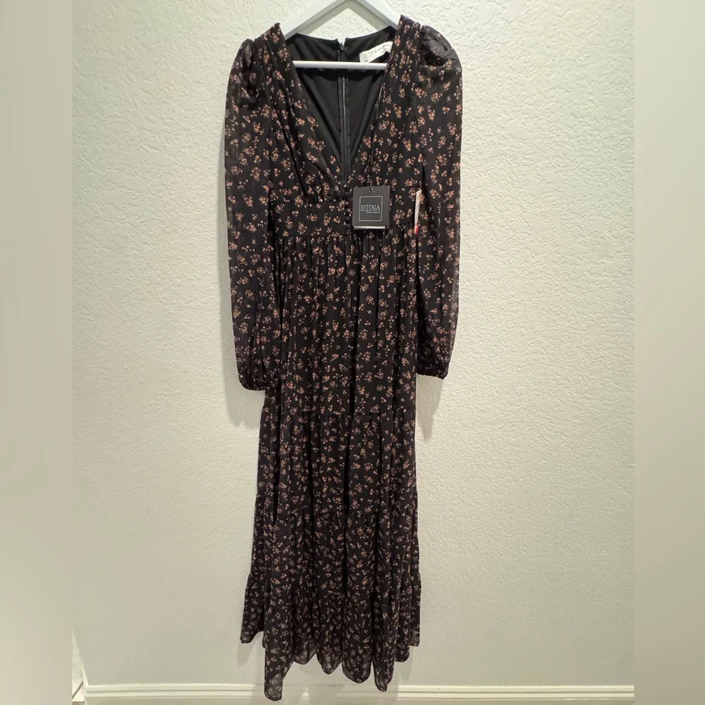 NWT Mac Duggal Sz 0 Black Floral Maxi Gown 55431 - Picture 4 of 12